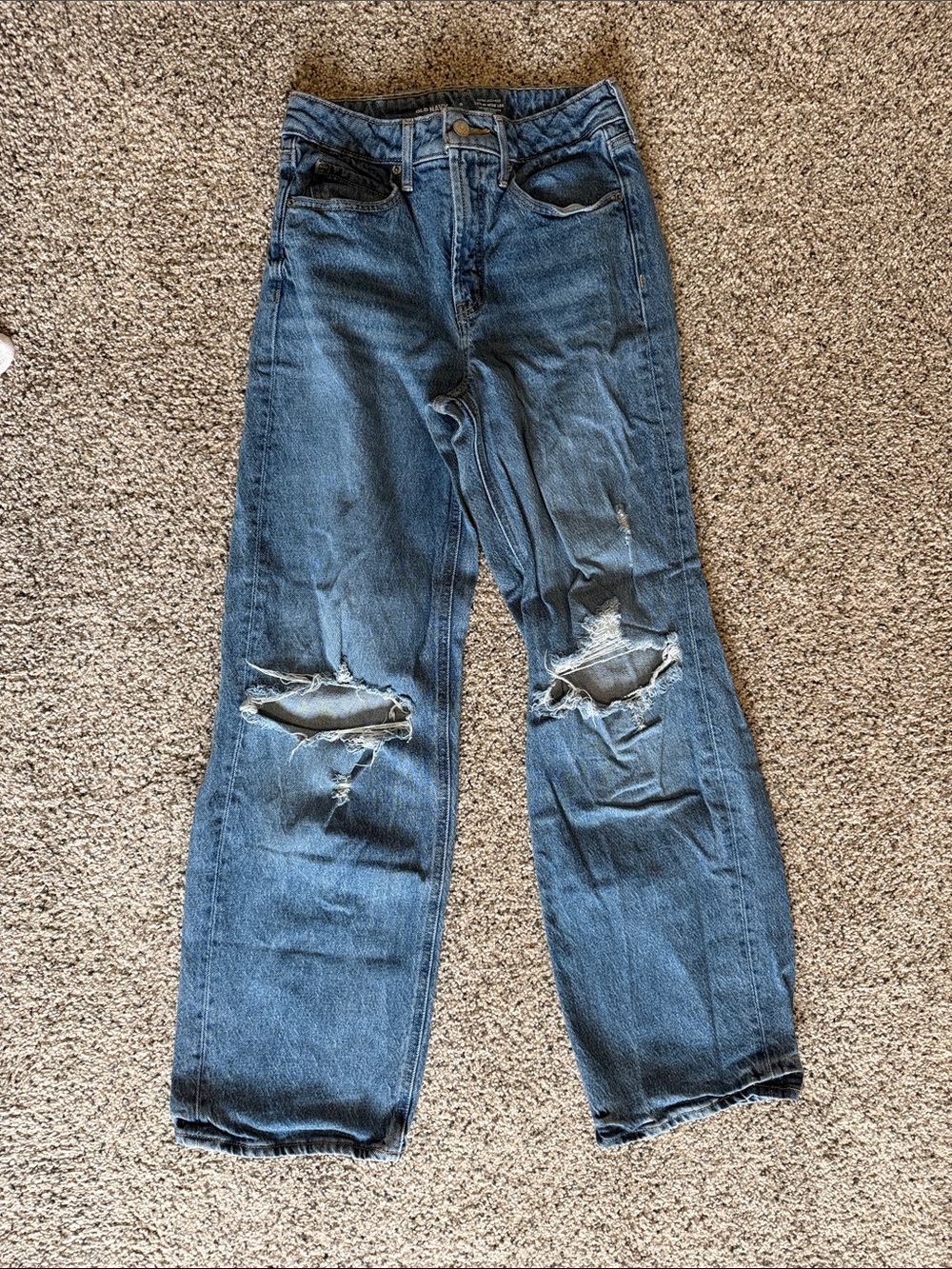 Old Navy Women’s size 0 Ripped wide-Leg Denim Jeans - Medium Blue